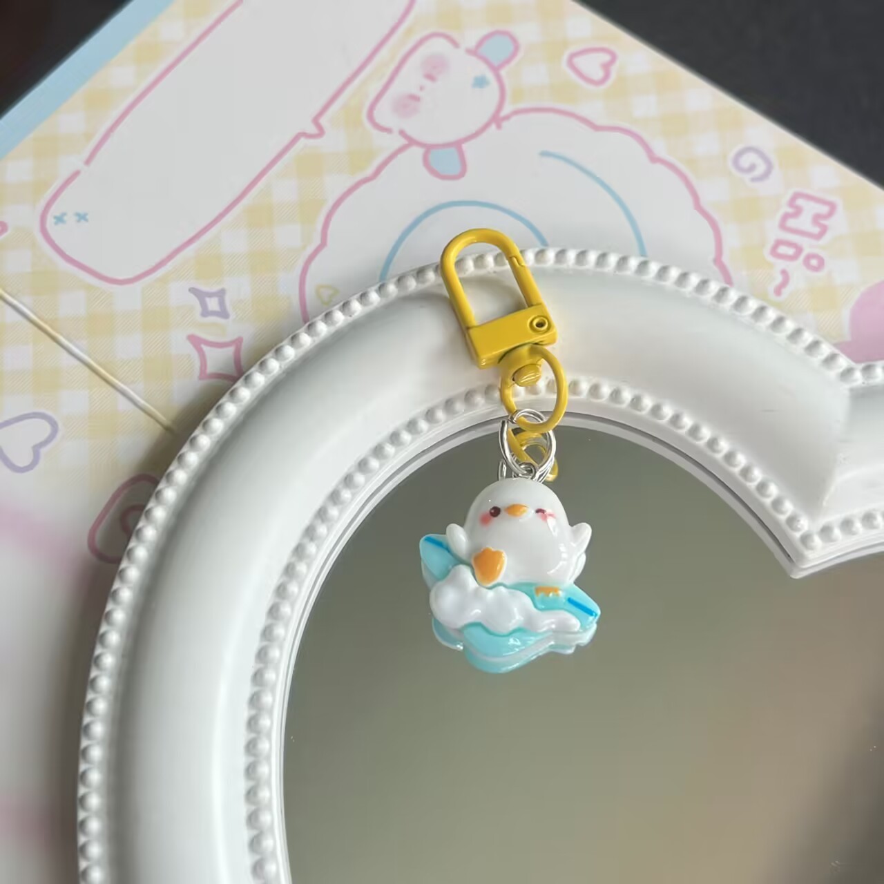Cute Vacation Duck Keychain Animal Girl Heart Cartoon Sweet Student Backpack Bag Hanging Chain Decorations Accessories