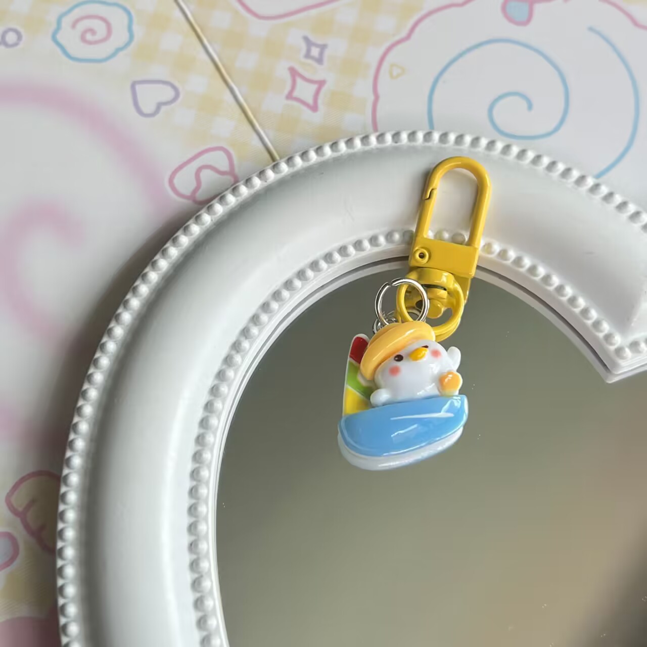 Cute Vacation Duck Keychain Animal Girl Heart Cartoon Sweet Student Backpack Bag Hanging Chain Decorations Accessories