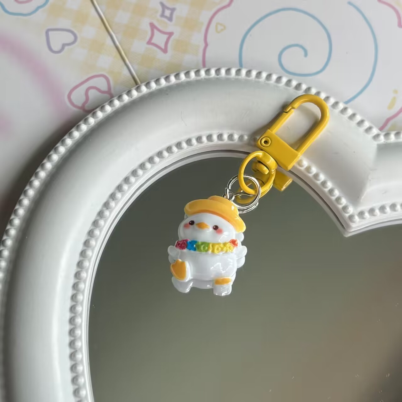 Cute Vacation Duck Keychain Animal Girl Heart Cartoon Sweet Student Backpack Bag Hanging Chain Decorations Accessories