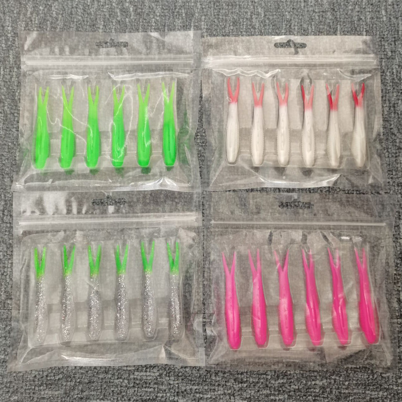 Baby silencer Split Tail Soft Bait 8cm 2.8g 6pcs/bag