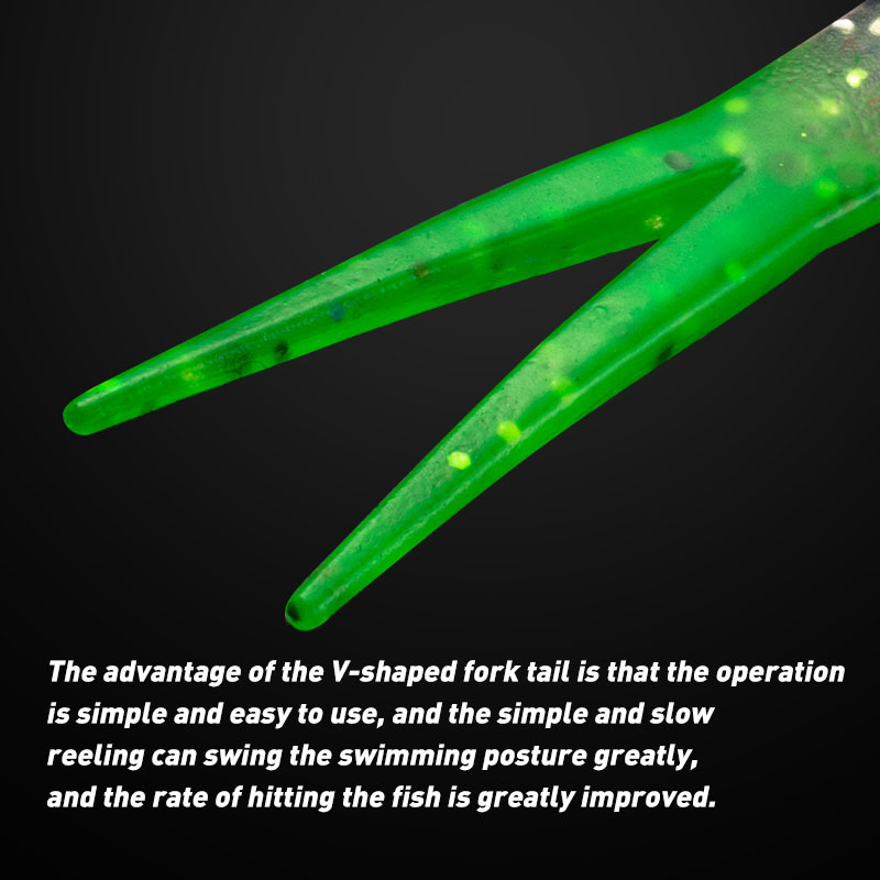 Baby silencer Split Tail Soft Bait 8cm 2.8g 6pcs/bag