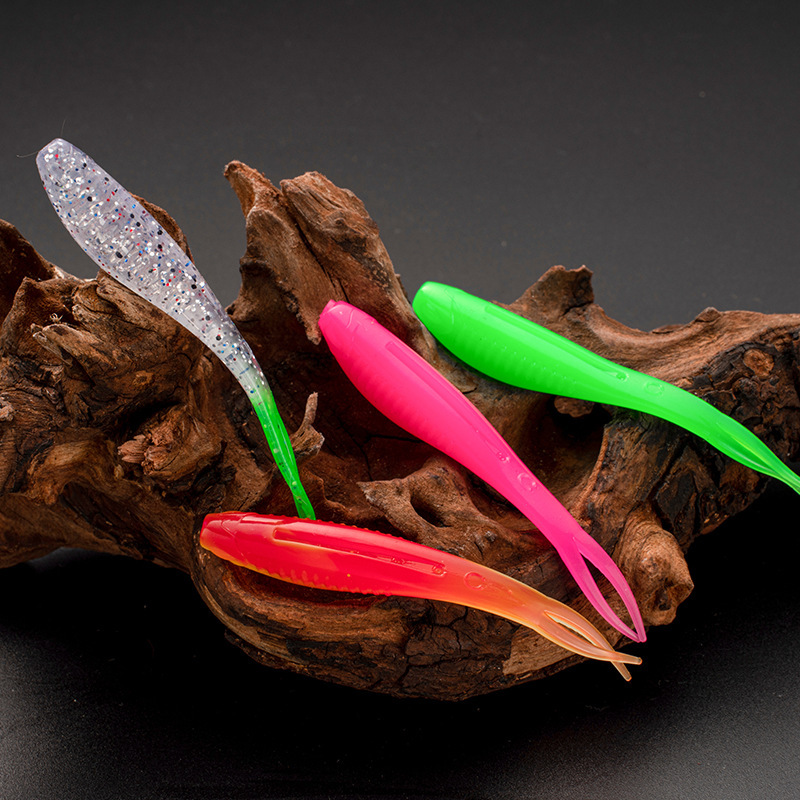 Baby silencer Split Tail Soft Bait 8cm 2.8g 6pcs/bag