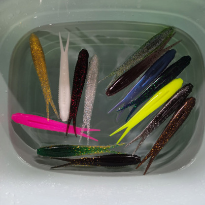 Baby silencer Split Tail Soft Bait 8cm 2.8g 6pcs/bag