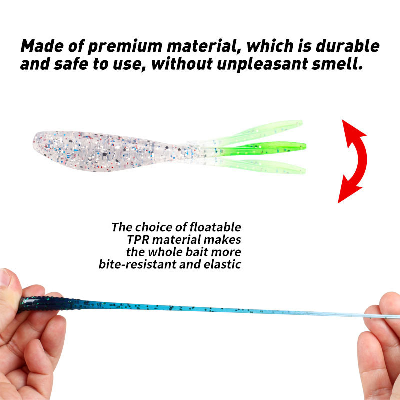 Baby silencer Split Tail Soft Bait 8cm 2.8g 6pcs/bag