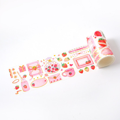 Early foam stamping and paper tape Strawberry party series Hand account diary DIY decorative tape 10