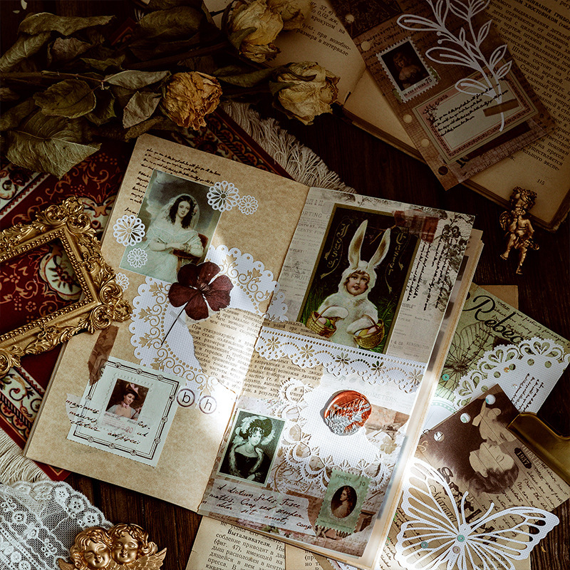 Laser Cut Lace Paper Alice Tea Party Series Handbook Diy Material Decorative Stickers Pieces Styles Office/cultural/stationery