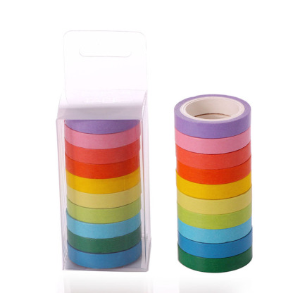 Colorful Diy Box Candy Color Solid Color Cute Easy Tear Paper Rainbow Tape Office Culture Solid Cute Tear Paper Rainbow Tape