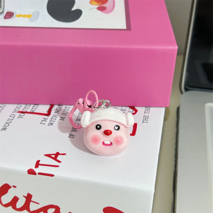 Three-dimensional large crossdressing Beaver keychain cute sweet round rolling schoolbag pendant for girlfriend small gift accessories