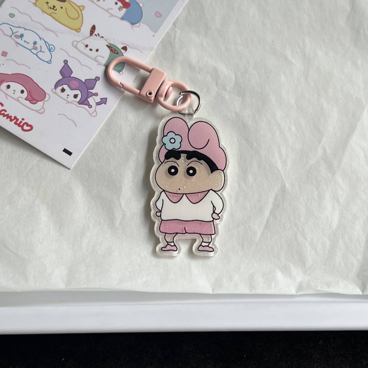 Cute Crayon Shinchan Acrylic Keychain School Bag Pendant Best Friend Girl Gift Decoration Fresh Sweet Cartoon Style