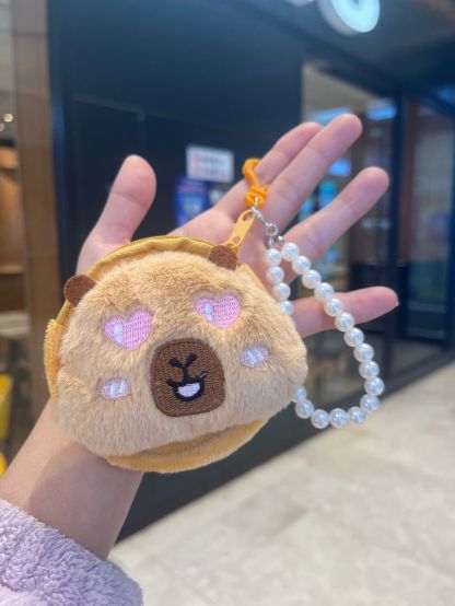New Kapi Barra Plush Coin Purse Women's Mini Pearl Small Bag Cute Keychain Pendant Portable Headset Collar