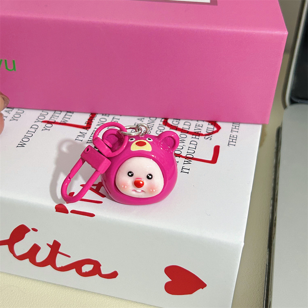 Three-dimensional large crossdressing Beaver keychain cute sweet round rolling schoolbag pendant for girlfriend small gift accessories