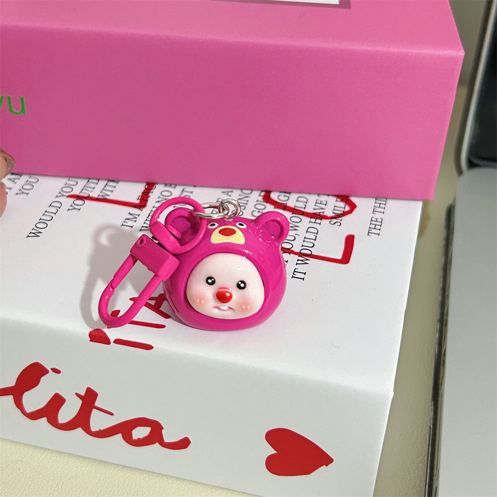 Three-dimensional large crossdressing Beaver keychain cute sweet round rolling schoolbag pendant for girlfriend small gift accessories