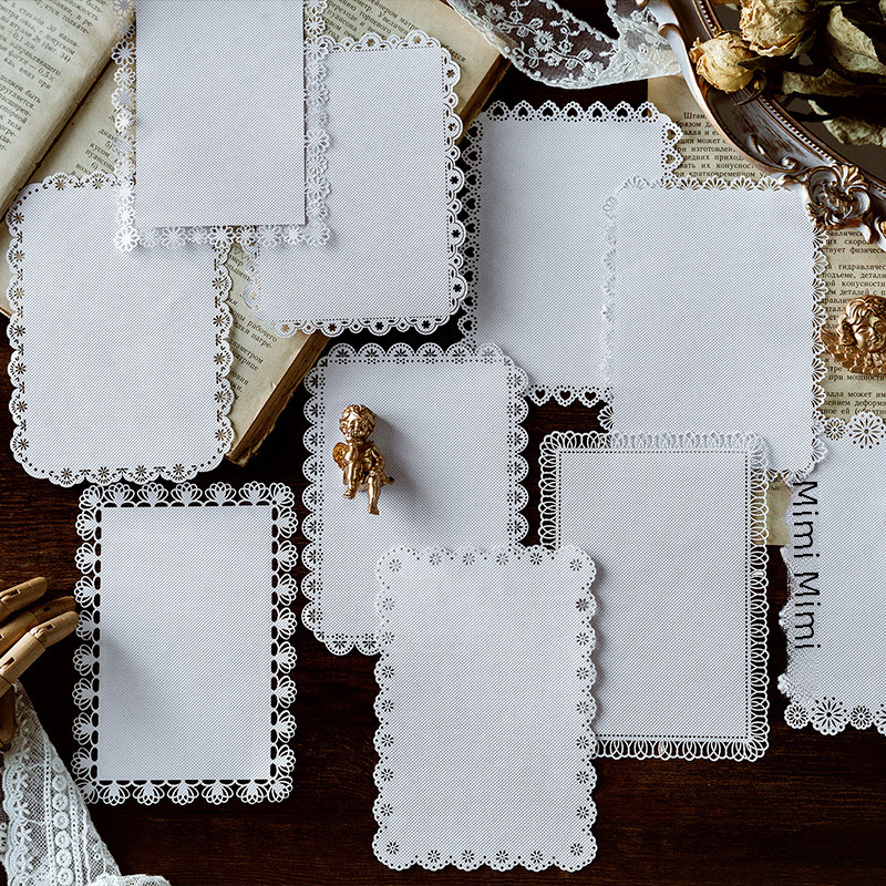 Laser Cut Lace Paper Alice Tea Party Series Handbook Diy Material Decorative Stickers Pieces Styles Office/cultural/stationery