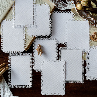 Laser Cut Lace Paper Alice Tea Party Series Handbook Diy Material Decorative Stickers Pieces Styles Office/cultural/stationery