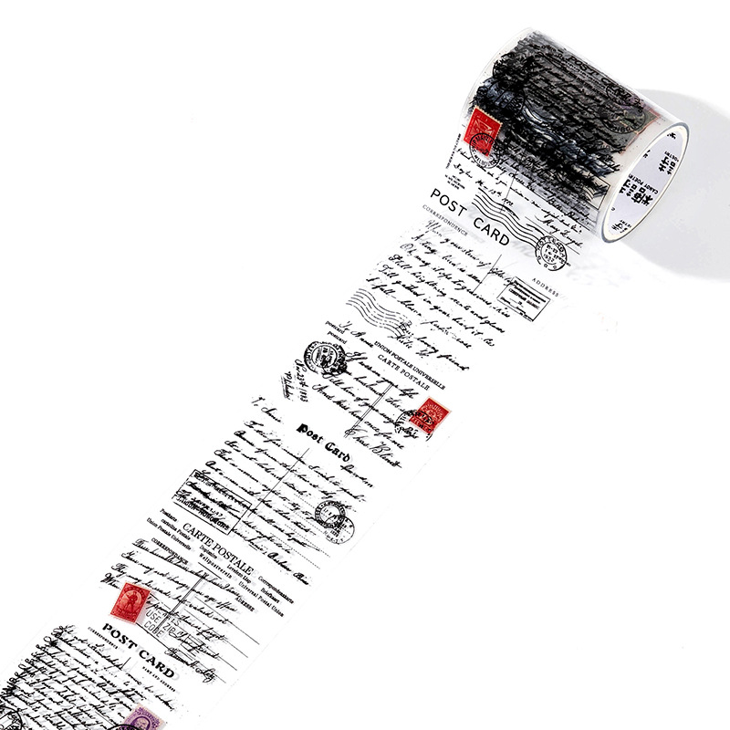 Sugar poem PET tape time manuscript series retro English hand account DIY material backing cycle stickers 6