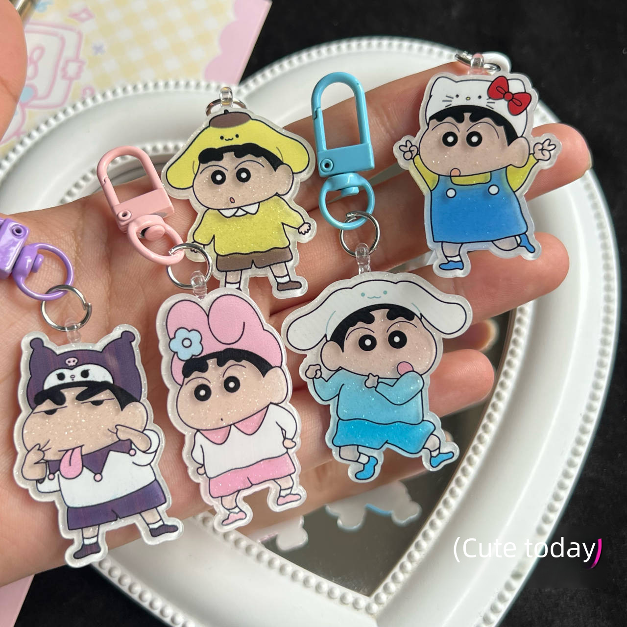 Cute Crayon Shinchan Acrylic Keychain School Bag Pendant Best Friend Girl Gift Decoration Fresh Sweet Cartoon Style