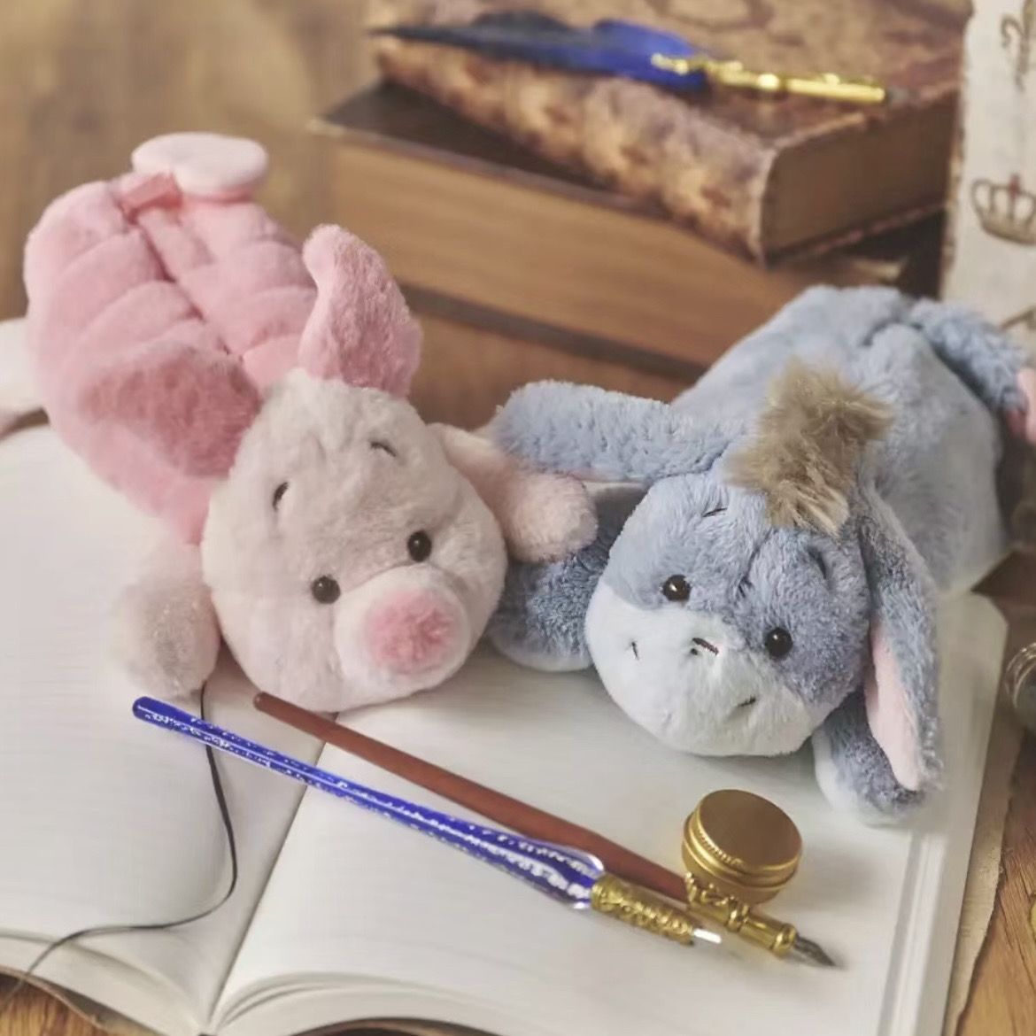 Cute Cartoon Pijie Pig Eeyore Donkey Stuffed Doll Shape Pen Bag Storage Bag Student Large Capacity Stationery Storage