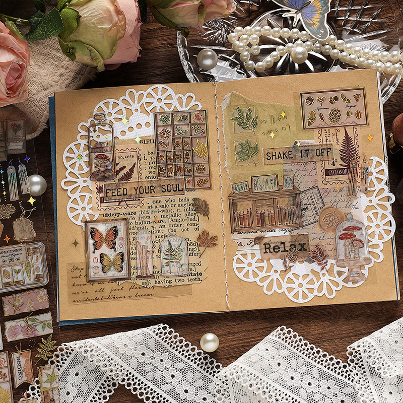 Infeel.Me PET sticker Mountain Moon pillow series retro bronzing old things hand account material 3 into 4