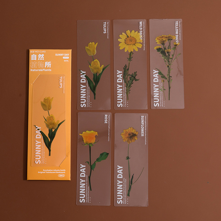 Mysterious Pet Semi-transparent Bookmarks Natural Plant Series Ins Style Handbook Diy Material Decoration 5 Pieces In 6 Styles