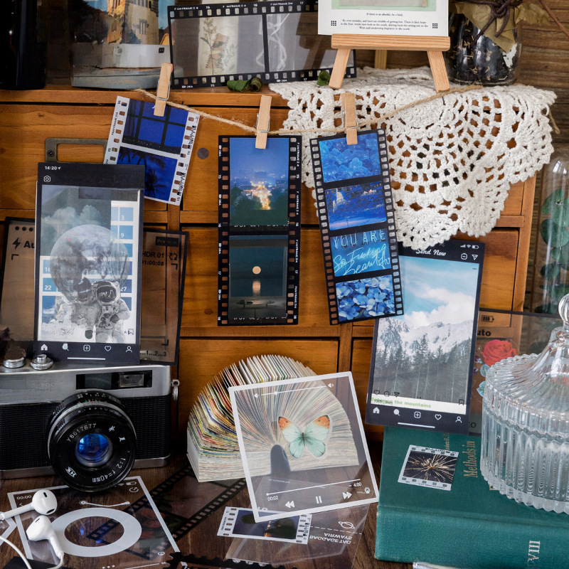 Tangshi PET white ink sticker package frame Museum series retro dream journal photo frame stickers 6