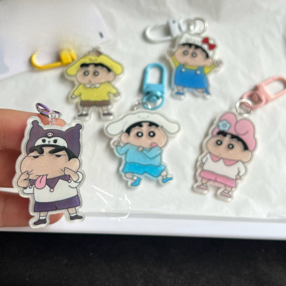 Cute Crayon Shinchan Acrylic Keychain School Bag Pendant Best Friend Girl Gift Decoration Fresh Sweet Cartoon Style