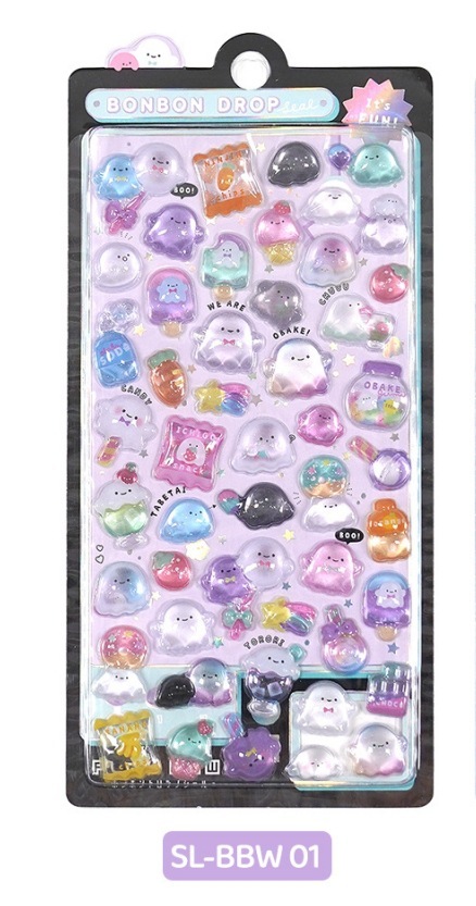 new cartoon cute 3D embossed three-dimensional crystal stickers handbook material phone case DIY decorative stickers