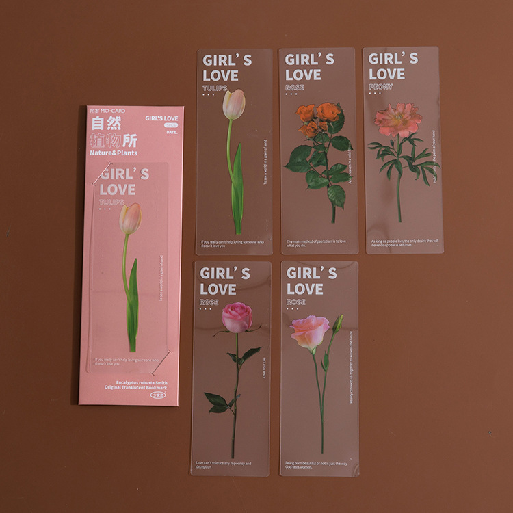 Mysterious Pet Semi-transparent Bookmarks Natural Plant Series Ins Style Handbook Diy Material Decoration 5 Pieces In 6 Styles