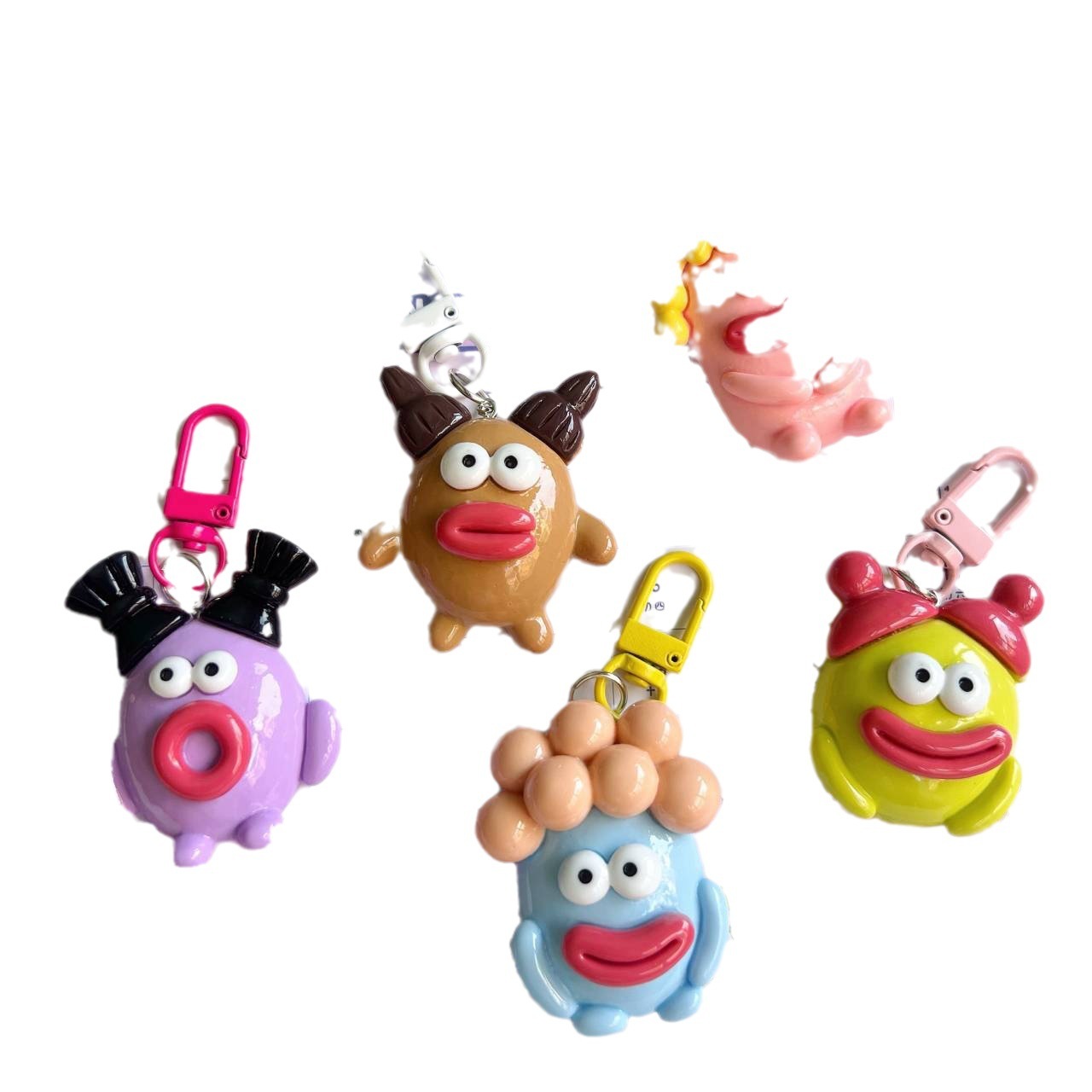 Large Size Funny Sausage Keychain with Big Mouth Cute School Bag Pendant Best Friend Gift Resin Cartoon Style Fresh Sweet