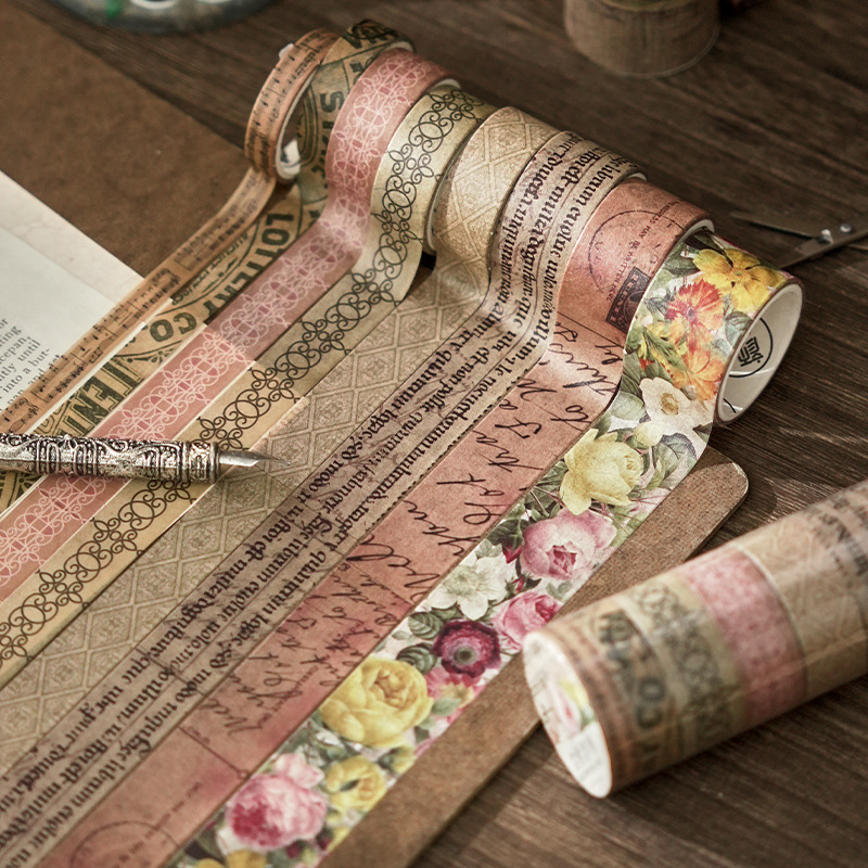 Early foam reliving old dream series and paper tape retro English letter text decoration collage hand account tape 8