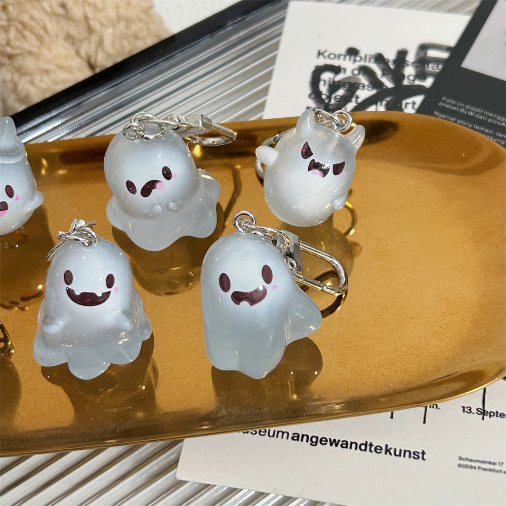 Creative Cute Luminous Ghost Keychain Funny Three-dimensional Halloween Doll Bag Pendant Ins Accessories