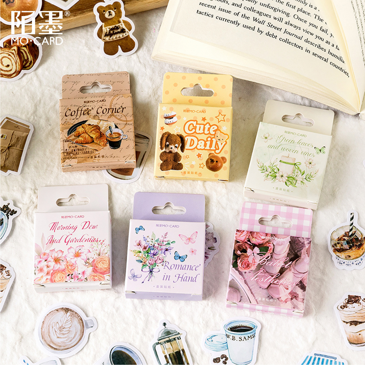 Mo ink boxed stickers coffee corner series high color value small fresh hand account decoration sticker 6
