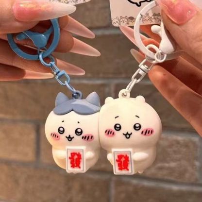 Cute Cartoon Jiyka Wow chiikawa Jiyixiaoba Couple Friends Magnetic Key Chain Bag Pendant