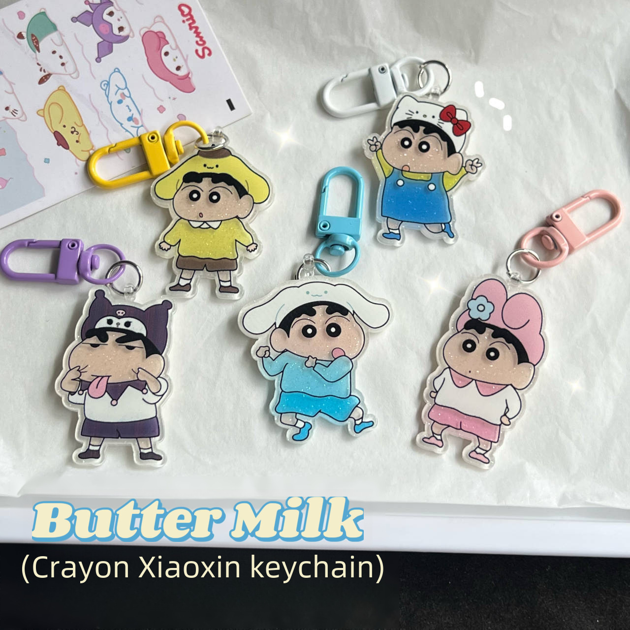 Cute Crayon Shinchan Acrylic Keychain School Bag Pendant Best Friend Girl Gift Decoration Fresh Sweet Cartoon Style