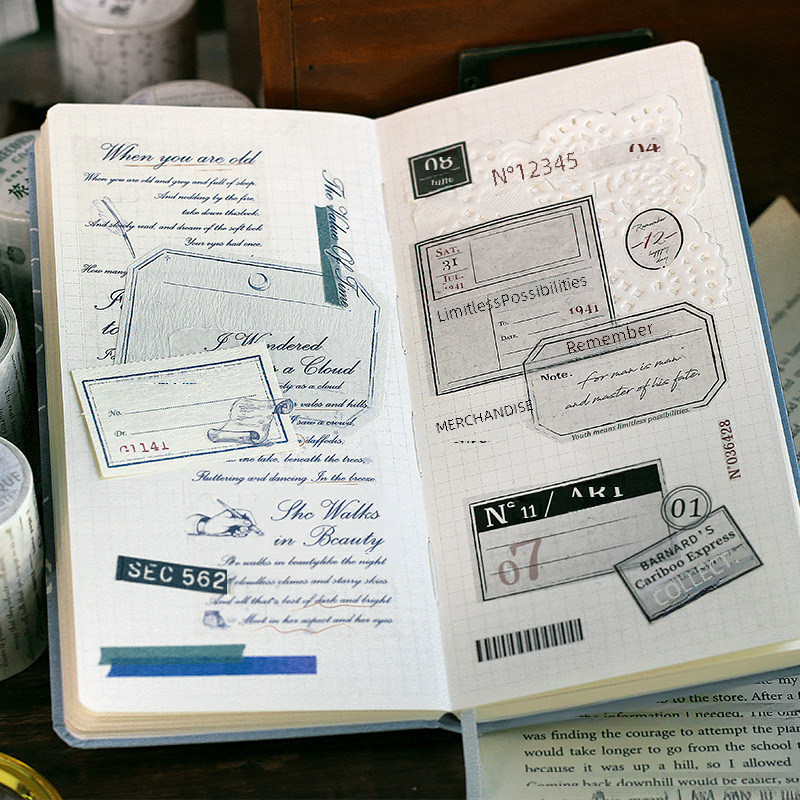 Letter Lovers Time Memoirs Series and Paper Tape Retro English Handbook Decoration diy Material Collage