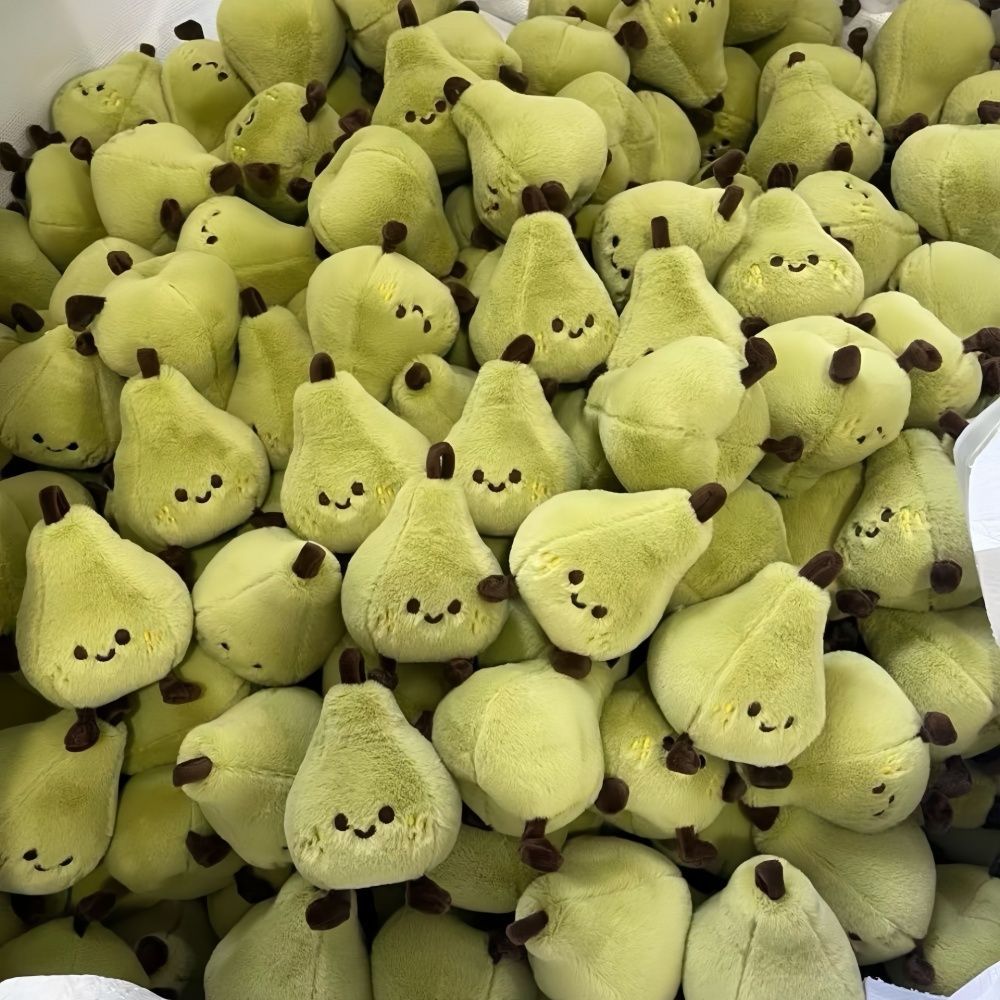 Cute Small Green Pear Plush Doll Keychain for Friend