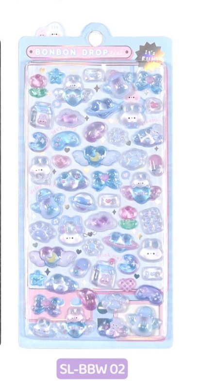 new cartoon cute 3D embossed three-dimensional crystal stickers handbook material phone case DIY decorative stickers