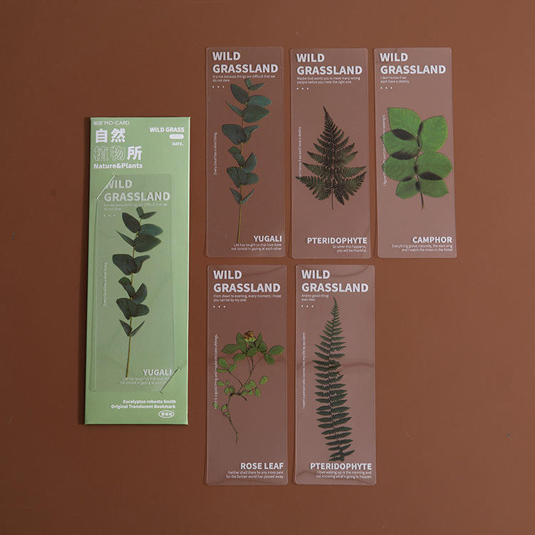 Mysterious Pet Semi-transparent Bookmarks Natural Plant Series Ins Style Handbook Diy Material Decoration 5 Pieces In 6 Styles