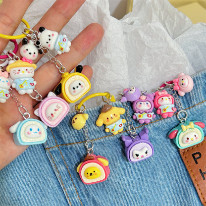 Collar Explosions Sanrio Series Keychain Pendant Cute Cartoon Hello Kitty Keyring Hanging