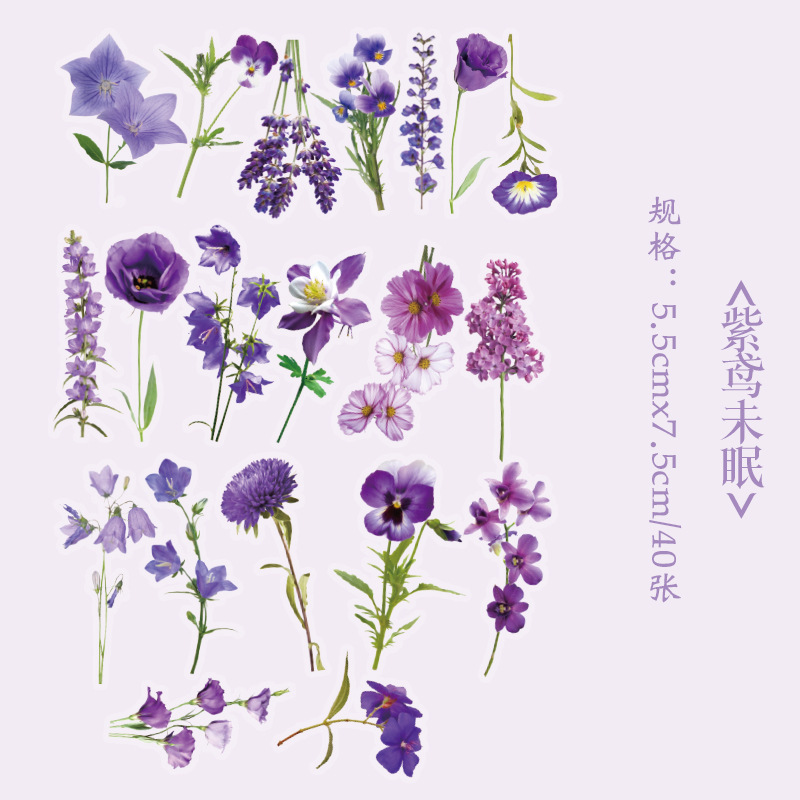 Early foam PET stickers package floral romantic series creative flower plant journal DIY material stickers 8 types selection