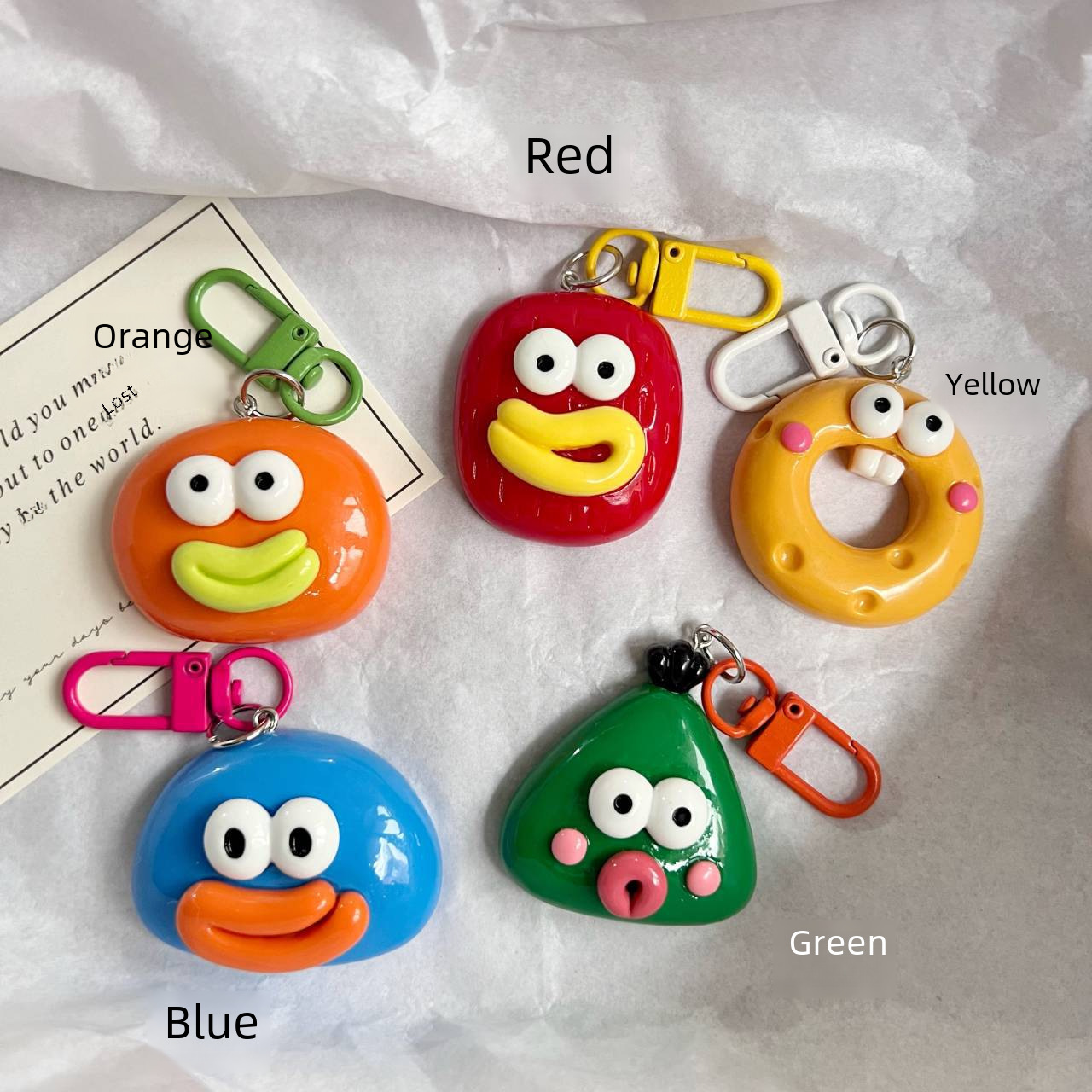 Adorable Resin Doll Keychain with Big Mouth for Car Hanging Decoration Student Couple Book Bag Accessory Bag Charm