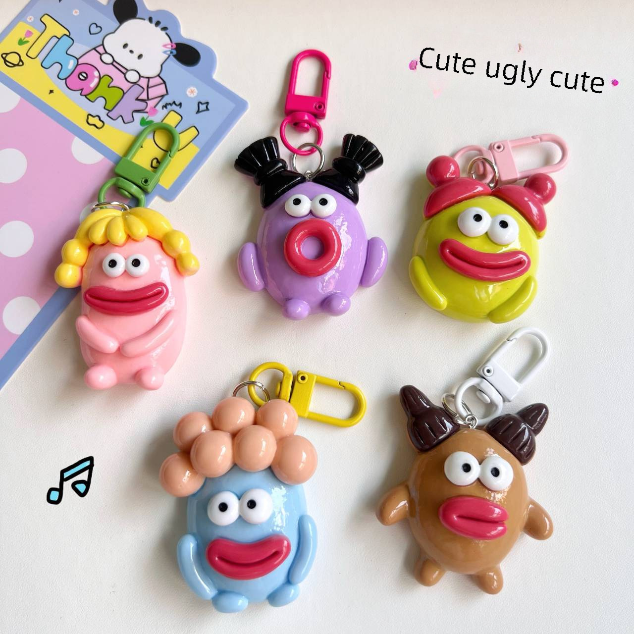 Large Size Funny Sausage Keychain with Big Mouth Cute School Bag Pendant Best Friend Gift Resin Cartoon Style Fresh Sweet