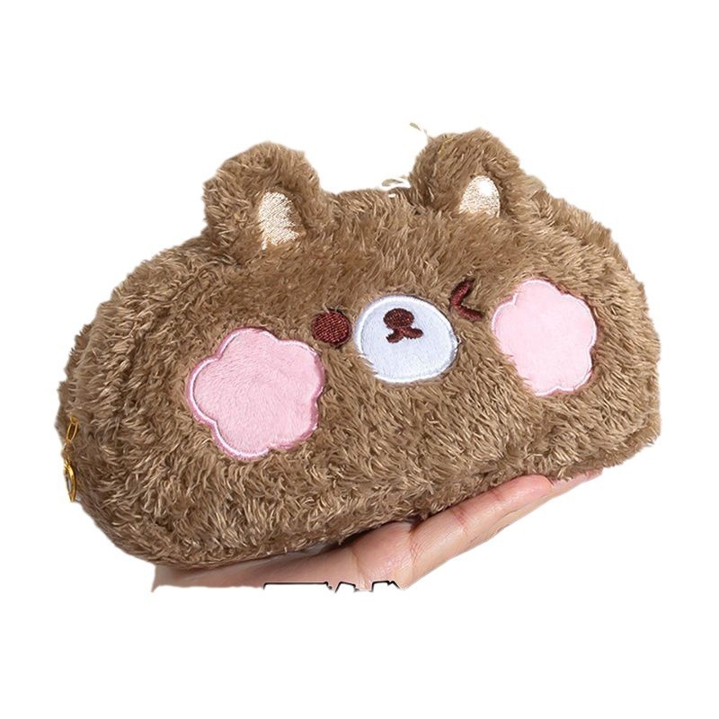 Plush Pencil Bag Milk fufu Animal Pencil Bag Girls Cute Niche Pencil Box Ins Student Stationery Box Bag
