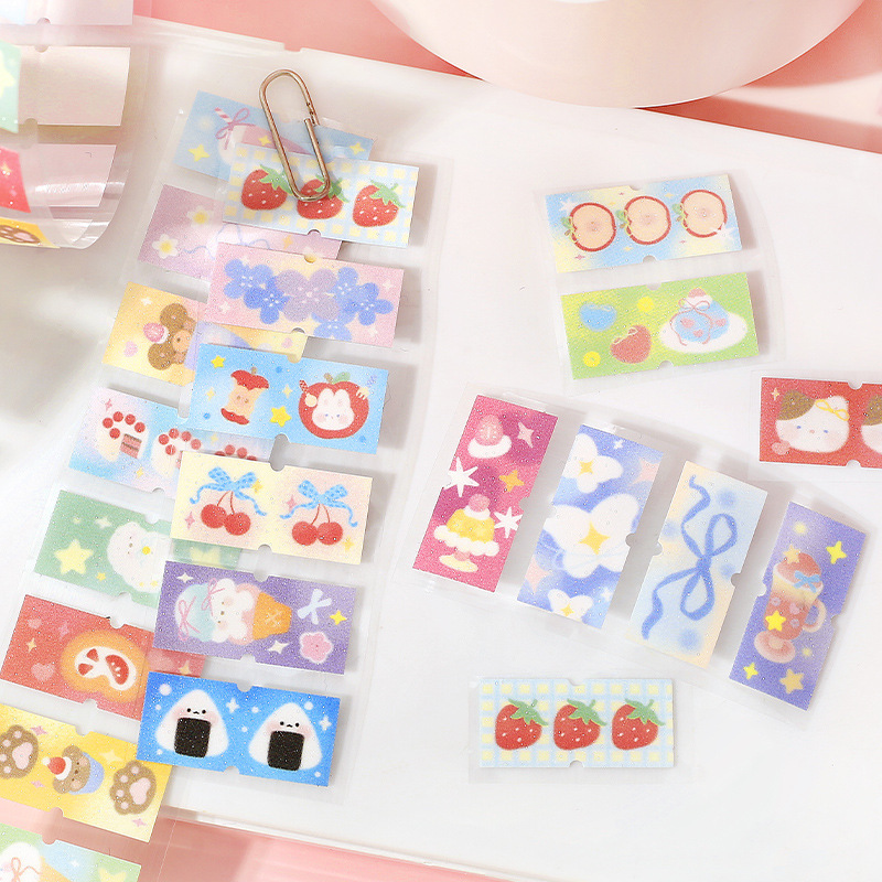 Letter Lovers Flash Sand Die Cut Synthetic Paper Tape Label Diary Series Student Hand Account Decorative Sticker Tape