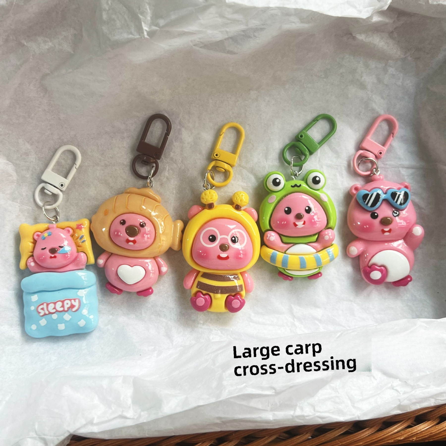 Large Size Transformable Keychain Sweet Girl Best Friend Couple Gift School Bag Pendant Accessory Hanging Decoration Resin Craft