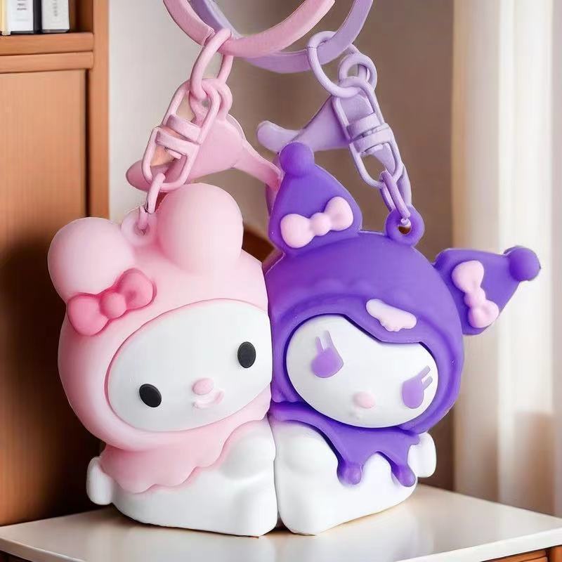 Cute Cartoon Jiyka Wow chiikawa Jiyixiaoba Couple Friends Magnetic Key Chain Bag Pendant