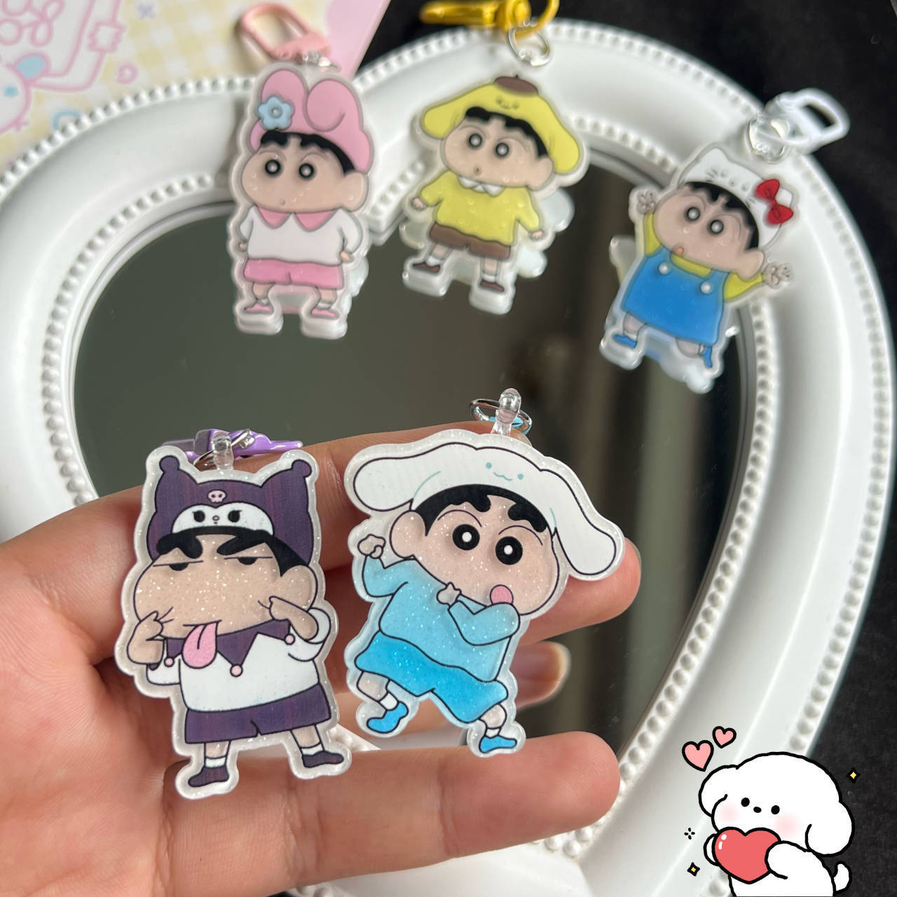 Cute Crayon Shinchan Acrylic Keychain School Bag Pendant Best Friend Girl Gift Decoration Fresh Sweet Cartoon Style