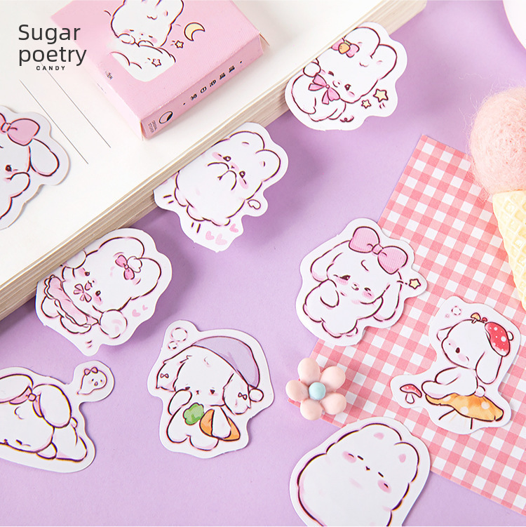 Candy Poem Boxed Stickers 45pcs Daily Use Non-drying Adhesive Stickers Scrapbooking Album Decoration Diy Sealing