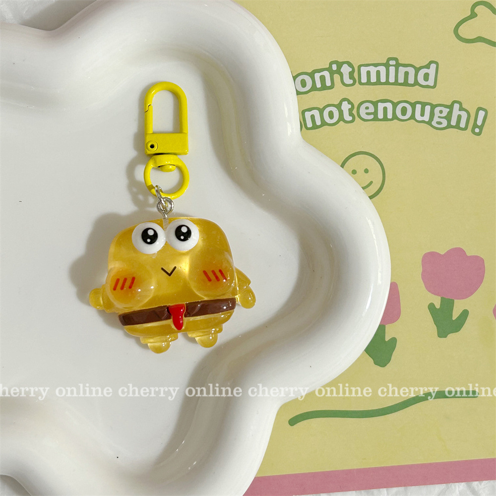 Luminous Q Version Spongebob PaiDa Star Pendant Cute Jelly Transparent Keychain Fun Cartoon School Bag Hanging Ornaments