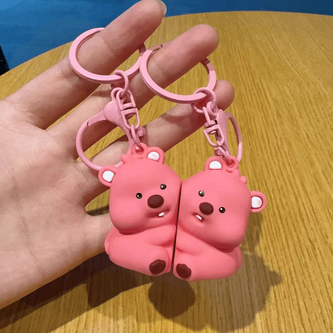 Cute Cartoon Jiyka Wow chiikawa Jiyixiaoba Couple Friends Magnetic Key Chain Bag Pendant