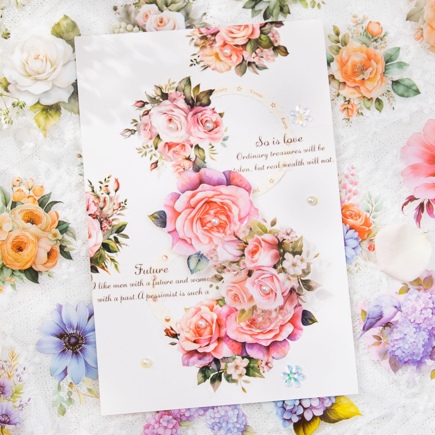 Beautiful day PET tape meeting Flower Sea series plant hand account DIY material decoration loop stickers 8